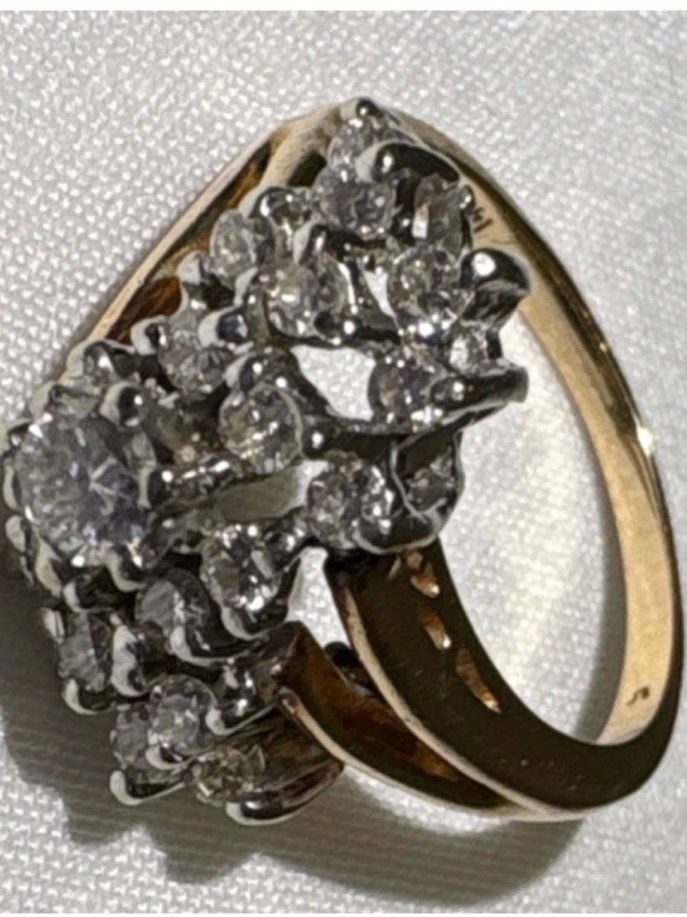 Vintage Plumb Gold Cluster Diamond Statement size 5 Fine Jewelry 5g -0.54CTW